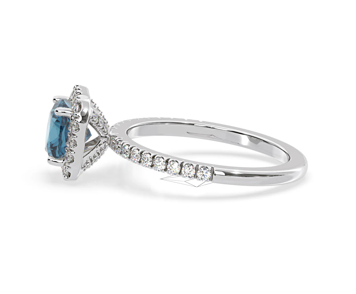 Beatrice Blue Lab Diamond 1.65ct Cushion Halo Ring in 18K White Gold- Elara Collection - Image 26