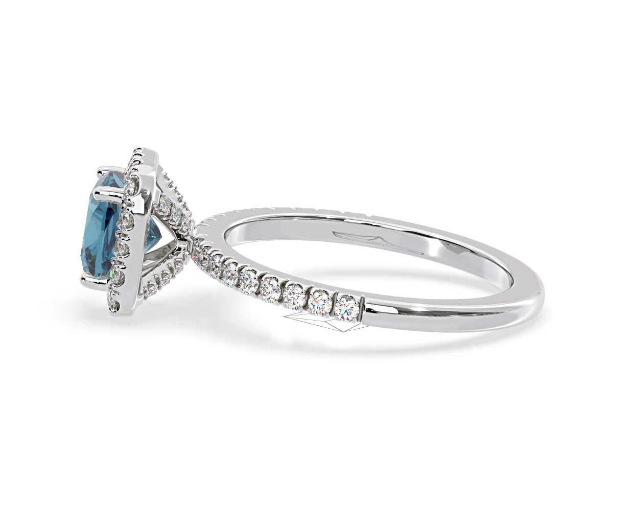 Beatrice Blue Lab Diamond 1.65ct Cushion Halo Ring in 18K White Gold- Elara Collection - Image 27