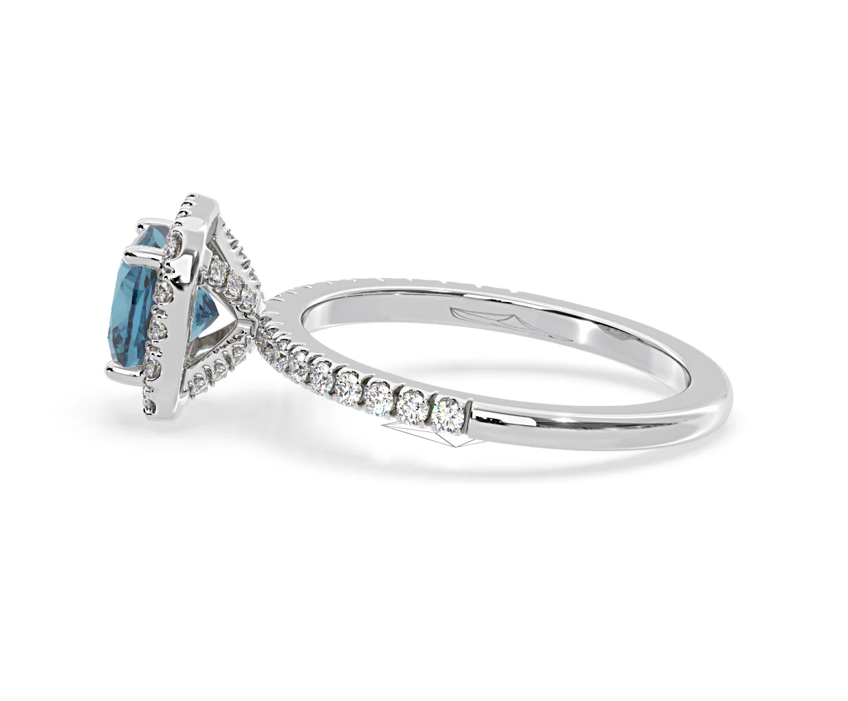 Beatrice Blue Lab Diamond 1.65ct Cushion Halo Ring in 18K White Gold- Elara Collection - Image 28