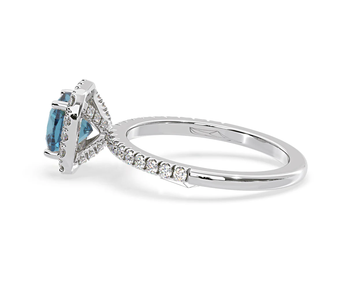 Beatrice Blue Lab Diamond 1.65ct Cushion Halo Ring in 18K White Gold- Elara Collection - Image 29
