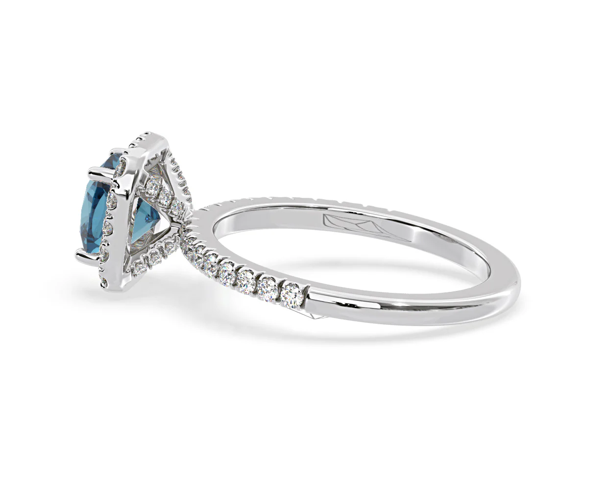 Beatrice Blue Lab Diamond 1.65ct Cushion Halo Ring in 18K White Gold- Elara Collection - Image 30