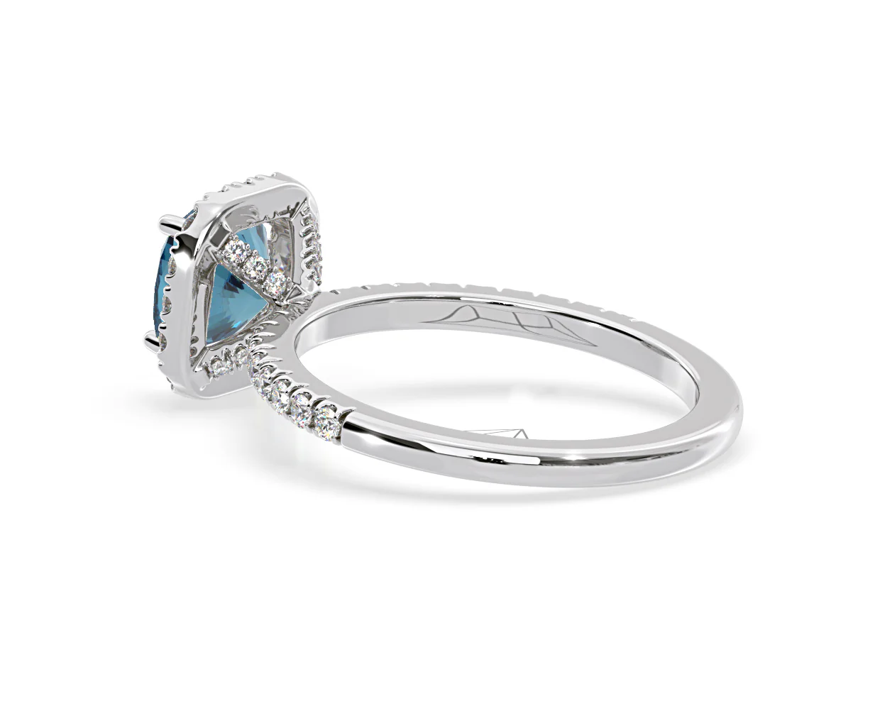 Beatrice Blue Lab Diamond 1.65ct Cushion Halo Ring in 18K White Gold- Elara Collection - Image 35