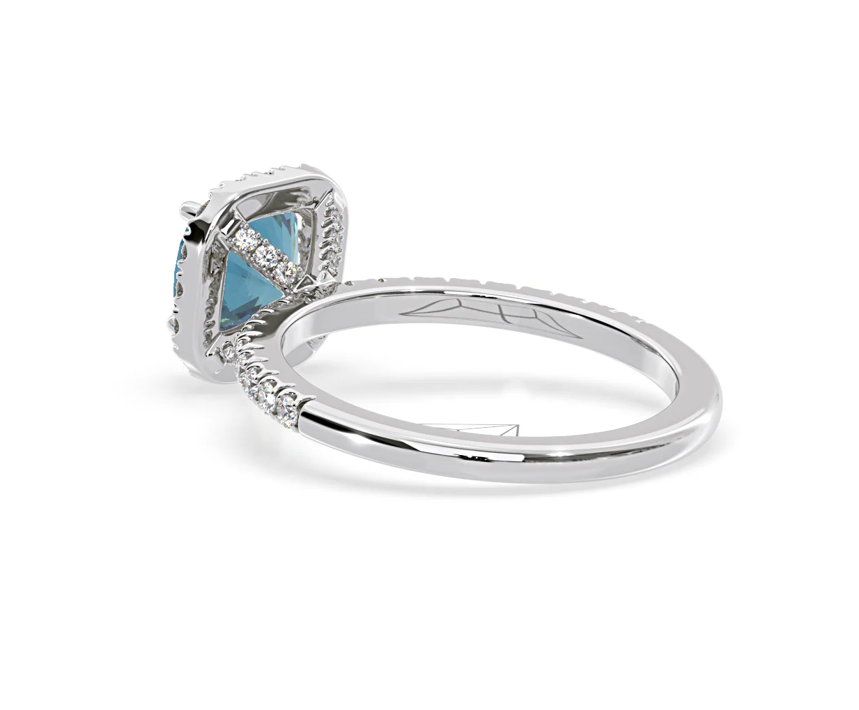 Beatrice Blue Lab Diamond 1.65ct Cushion Halo Ring in 18K White Gold- Elara Collection - Image 37