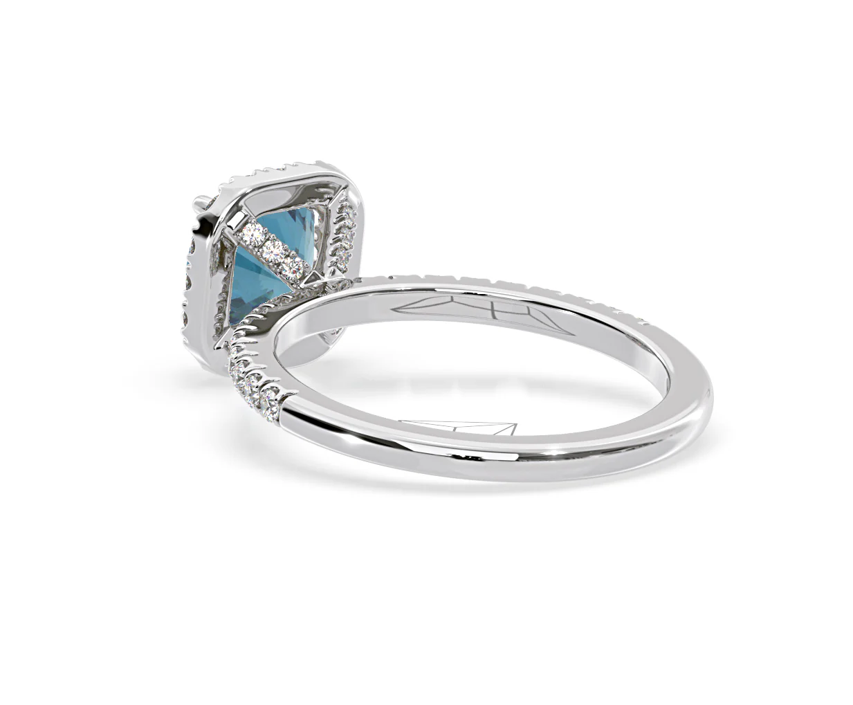 Beatrice Blue Lab Diamond 1.65ct Cushion Halo Ring in 18K White Gold- Elara Collection - Image 38