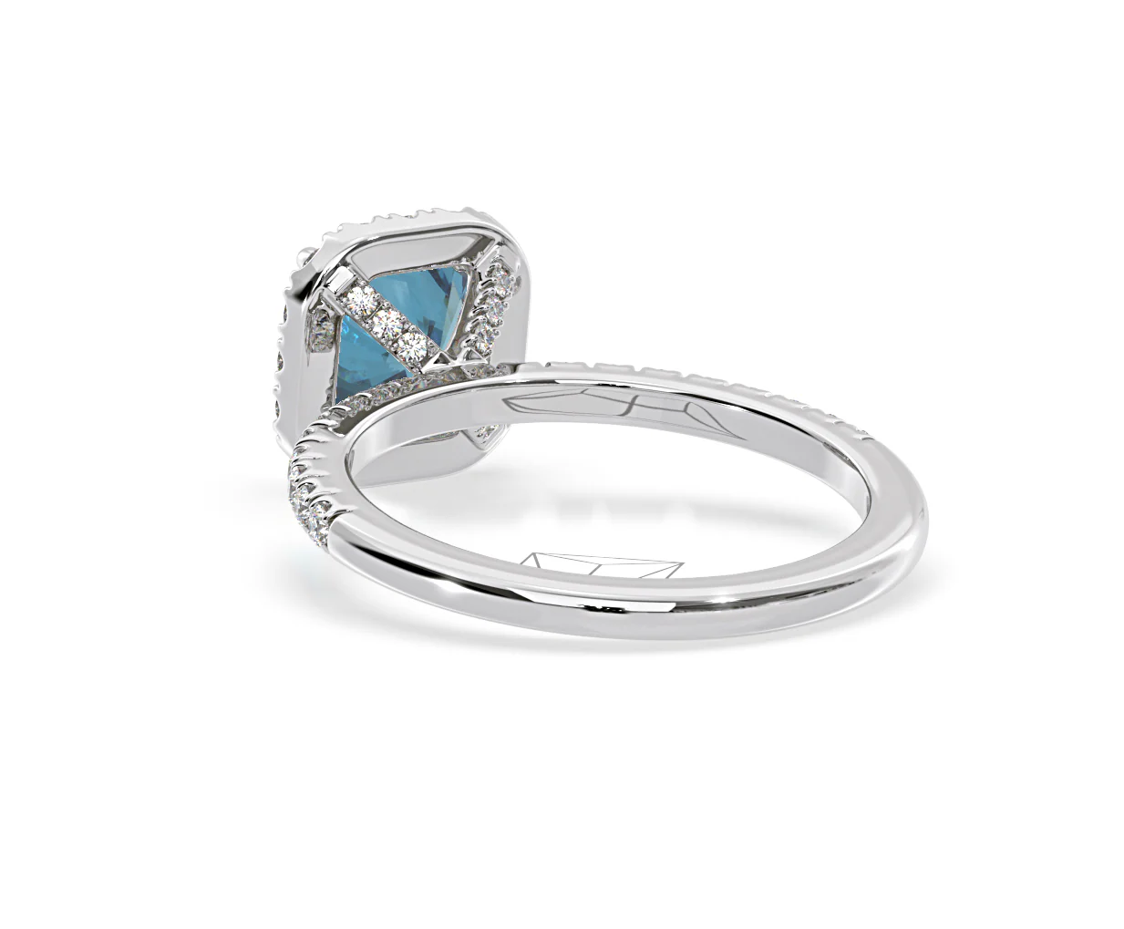 Beatrice Blue Lab Diamond 1.65ct Cushion Halo Ring in 18K White Gold- Elara Collection - Image 40
