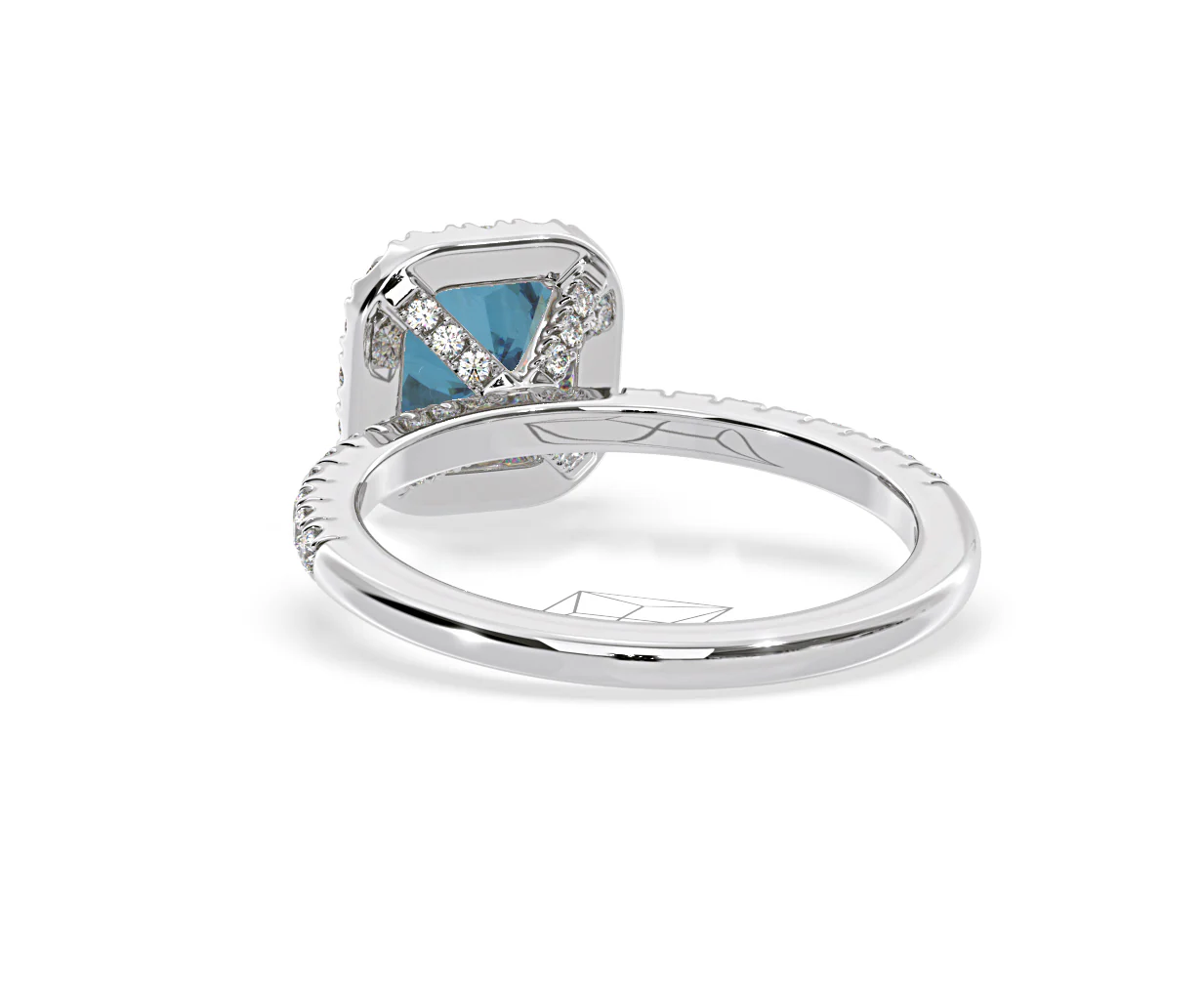 Beatrice Blue Lab Diamond 1.65ct Cushion Halo Ring in 18K White Gold- Elara Collection - Image 42