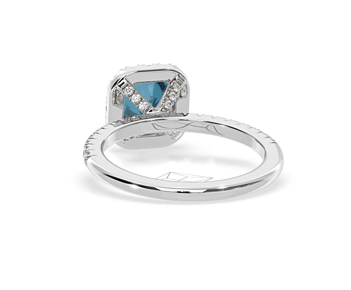 Beatrice Blue Lab Diamond 1.65ct Cushion Halo Ring in 18K White Gold- Elara Collection - Image 43