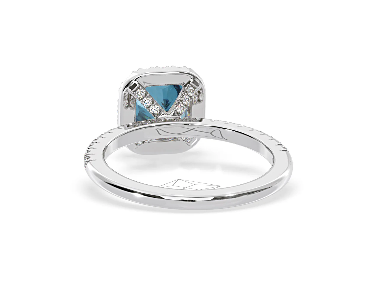 Beatrice Blue Lab Diamond 1.65ct Cushion Halo Ring in 18K White Gold- Elara Collection - Image 44
