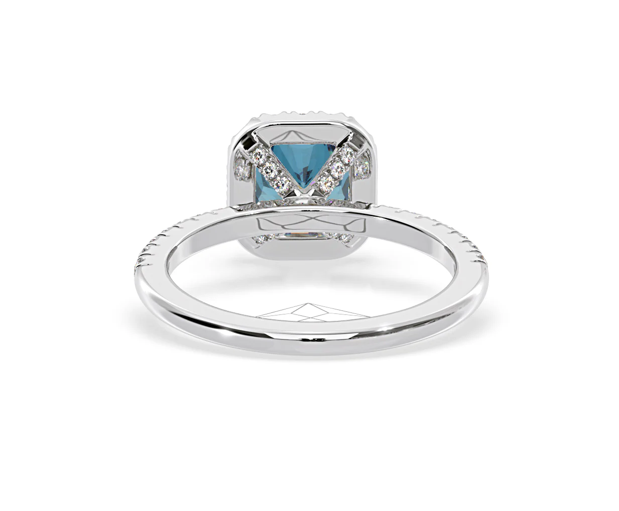 Beatrice Blue Lab Diamond 1.65ct Cushion Halo Ring in 18K White Gold- Elara Collection - Image 46