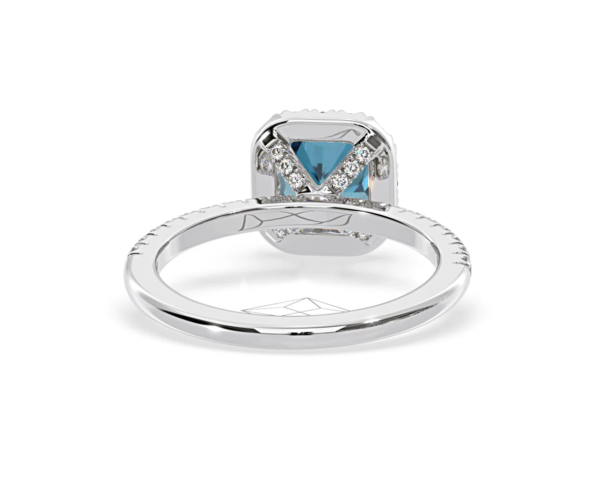 Beatrice Blue Lab Diamond 1.65ct Cushion Halo Ring in 18K White Gold- Elara Collection - Image 48