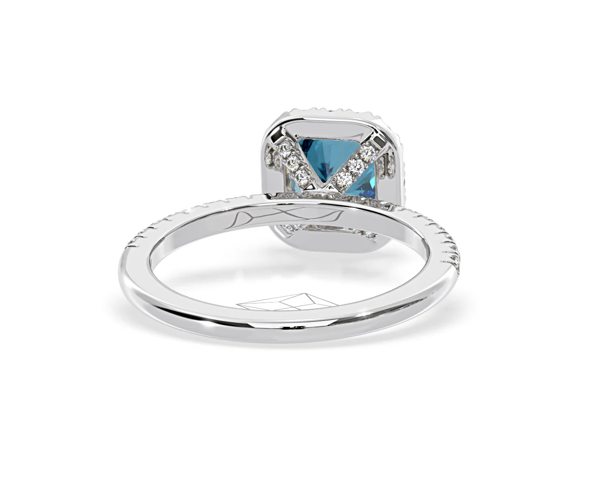 Beatrice Blue Lab Diamond 1.65ct Cushion Halo Ring in 18K White Gold- Elara Collection - Image 49