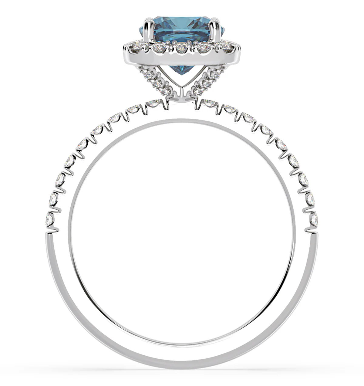 Beatrice Blue Lab Diamond 1.65ct Cushion Halo Ring in 18K White Gold- Elara Collection - Image 5