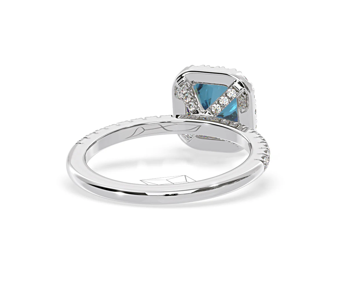 Beatrice Blue Lab Diamond 1.65ct Cushion Halo Ring in 18K White Gold- Elara Collection - Image 51