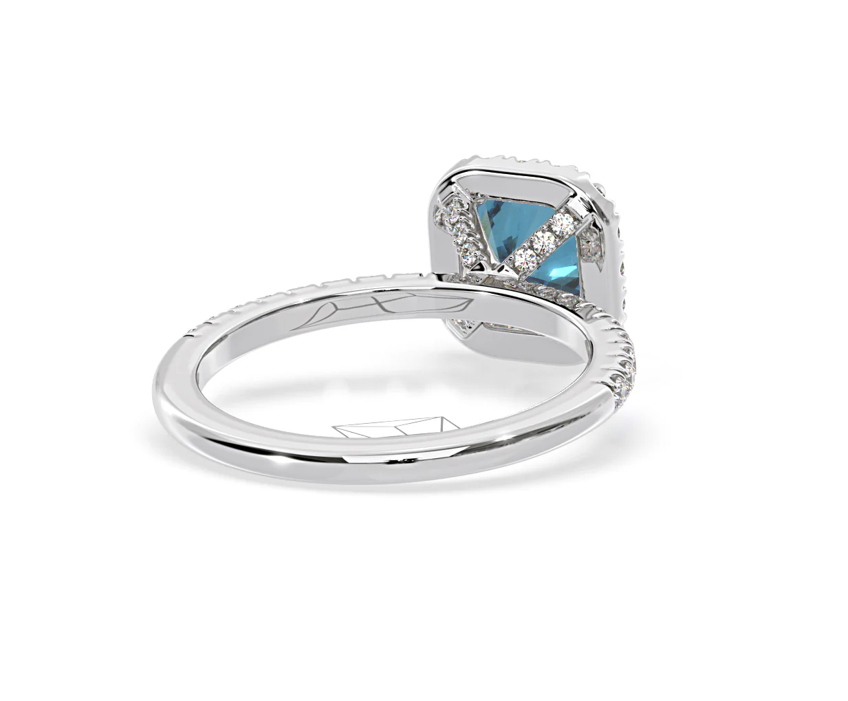 Beatrice Blue Lab Diamond 1.65ct Cushion Halo Ring in 18K White Gold- Elara Collection - Image 52