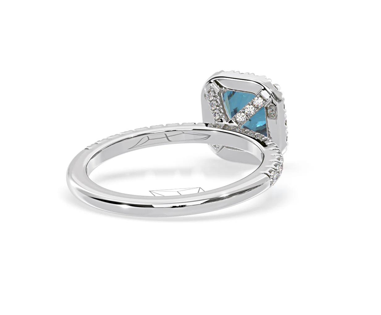 Beatrice Blue Lab Diamond 1.65ct Cushion Halo Ring in 18K White Gold- Elara Collection - Image 53