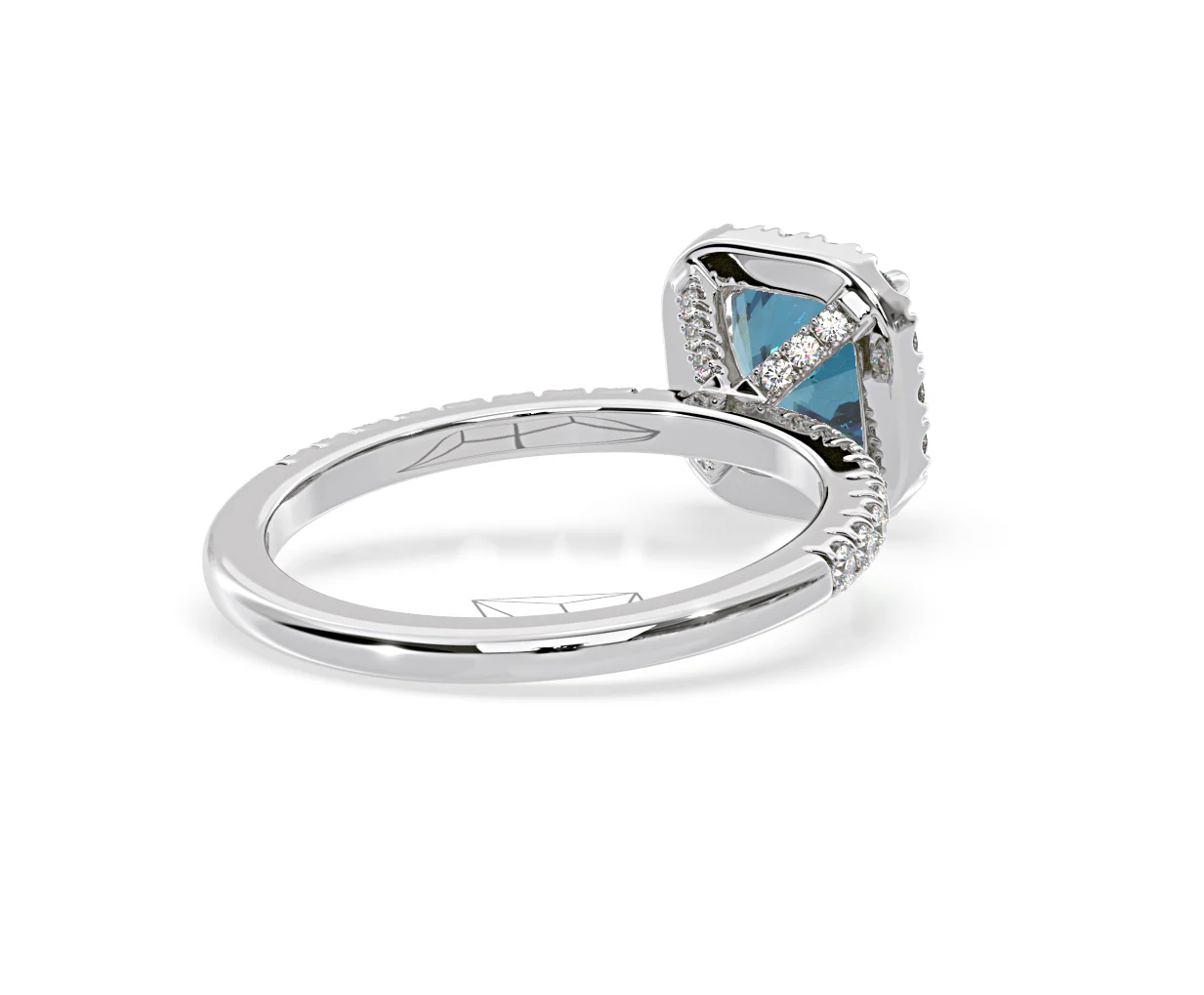 Beatrice Blue Lab Diamond 1.65ct Cushion Halo Ring in 18K White Gold- Elara Collection - Image 54