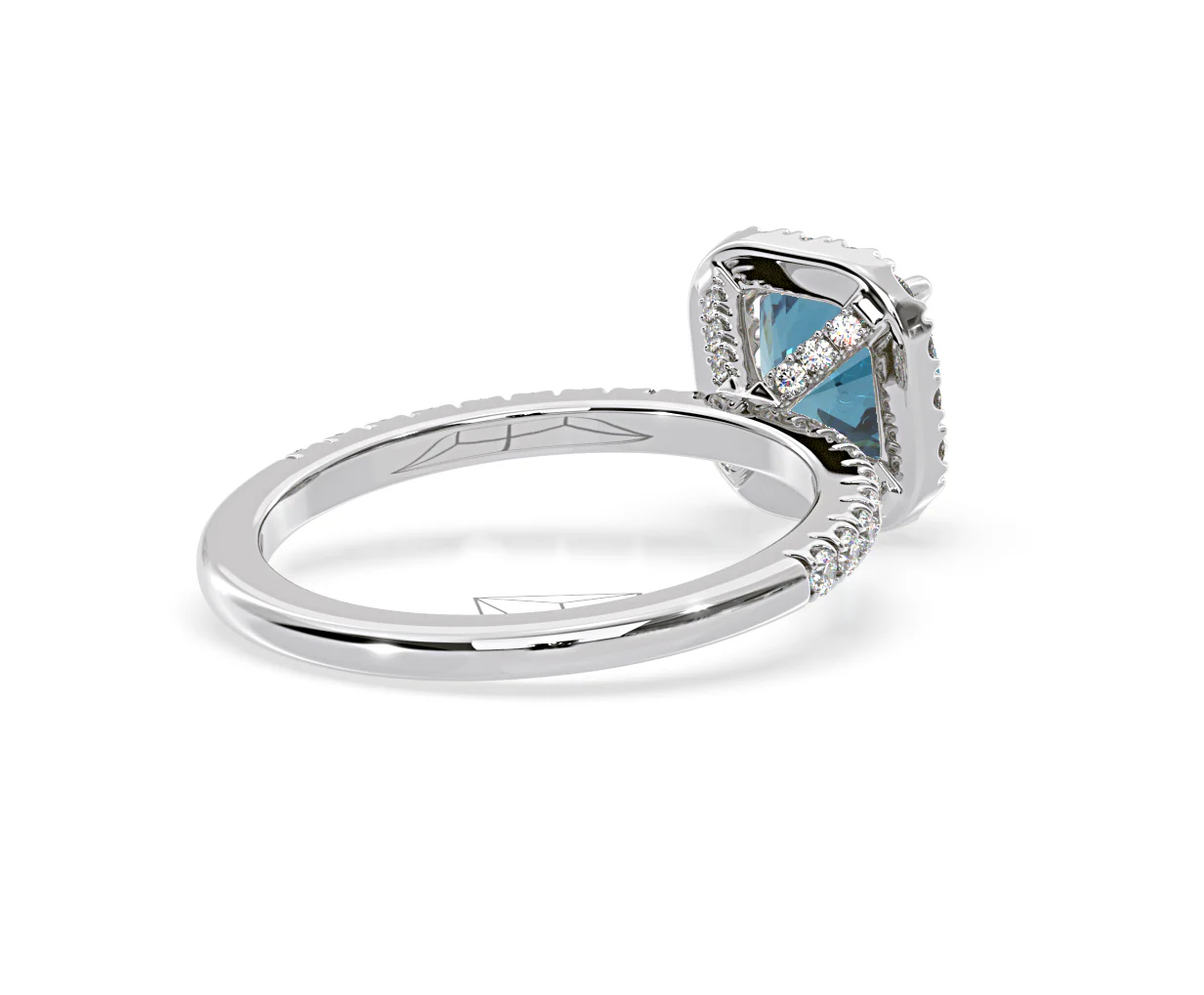 Beatrice Blue Lab Diamond 1.65ct Cushion Halo Ring in 18K White Gold- Elara Collection - Image 55