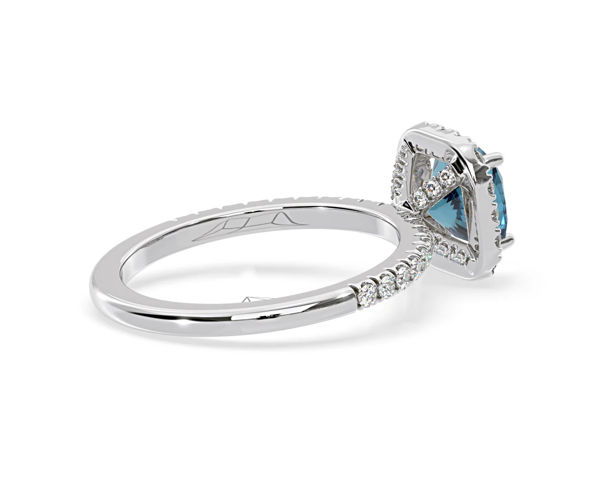 Beatrice Blue Lab Diamond 1.65ct Cushion Halo Ring in 18K White Gold- Elara Collection - Image 59