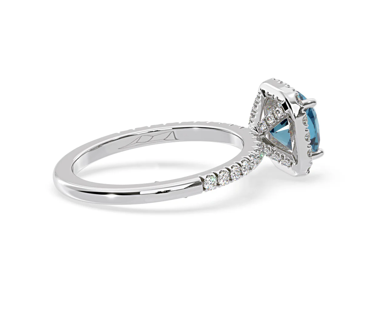 Beatrice Blue Lab Diamond 1.65ct Cushion Halo Ring in 18K White Gold- Elara Collection - Image 61