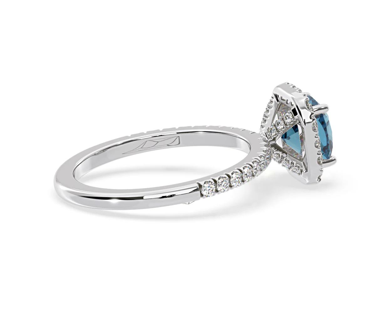 Beatrice Blue Lab Diamond 1.65ct Cushion Halo Ring in 18K White Gold- Elara Collection - Image 62