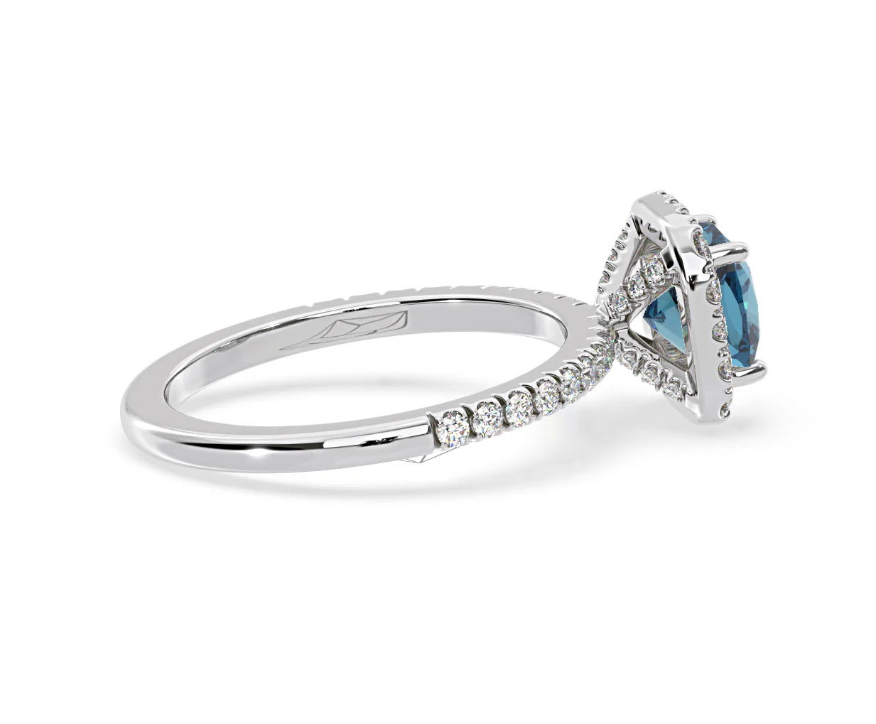 Beatrice Blue Lab Diamond 1.65ct Cushion Halo Ring in 18K White Gold- Elara Collection - Image 63
