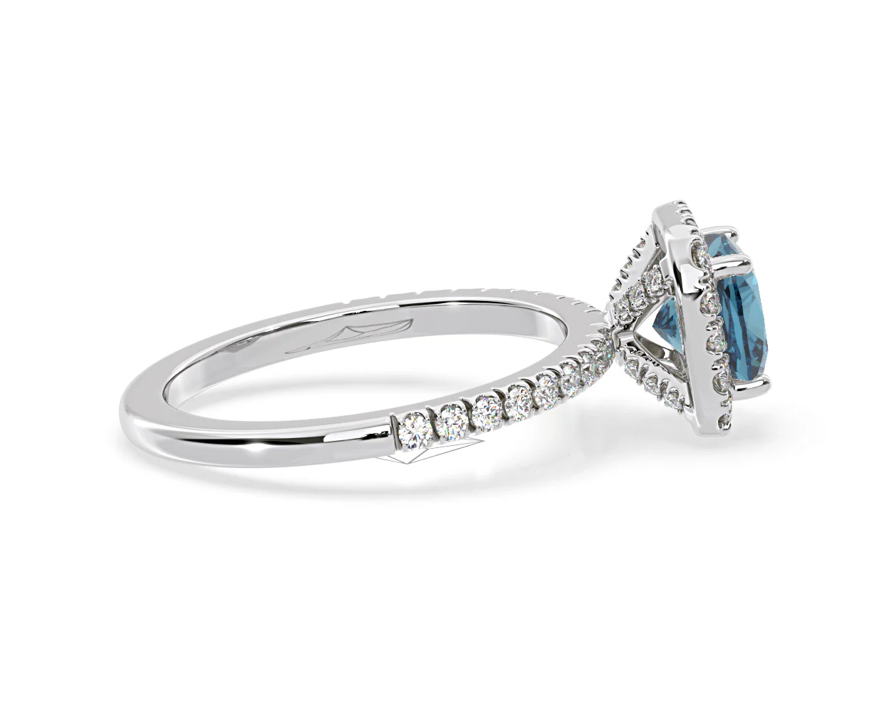 Beatrice Blue Lab Diamond 1.65ct Cushion Halo Ring in 18K White Gold- Elara Collection - Image 65