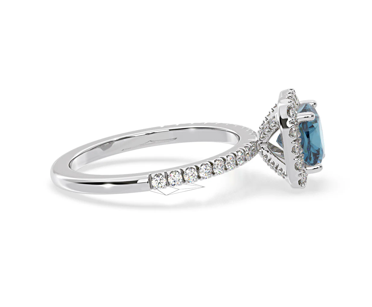 Beatrice Blue Lab Diamond 1.65ct Cushion Halo Ring in 18K White Gold- Elara Collection - Image 67
