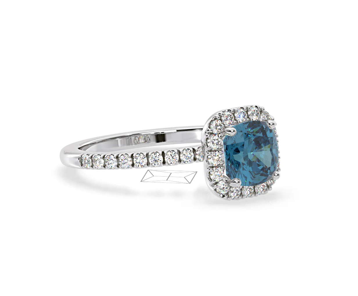 Beatrice Blue Lab Diamond 1.65ct Cushion Halo Ring in 18K White Gold- Elara Collection - Image 78