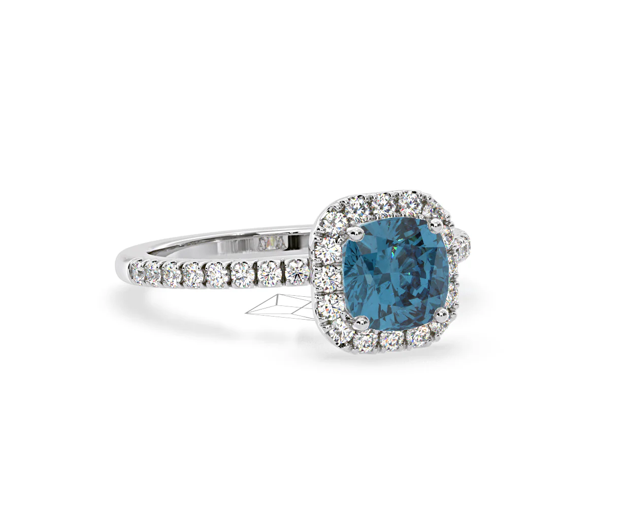 Beatrice Blue Lab Diamond 1.65ct Cushion Halo Ring in 18K White Gold- Elara Collection - Image 81