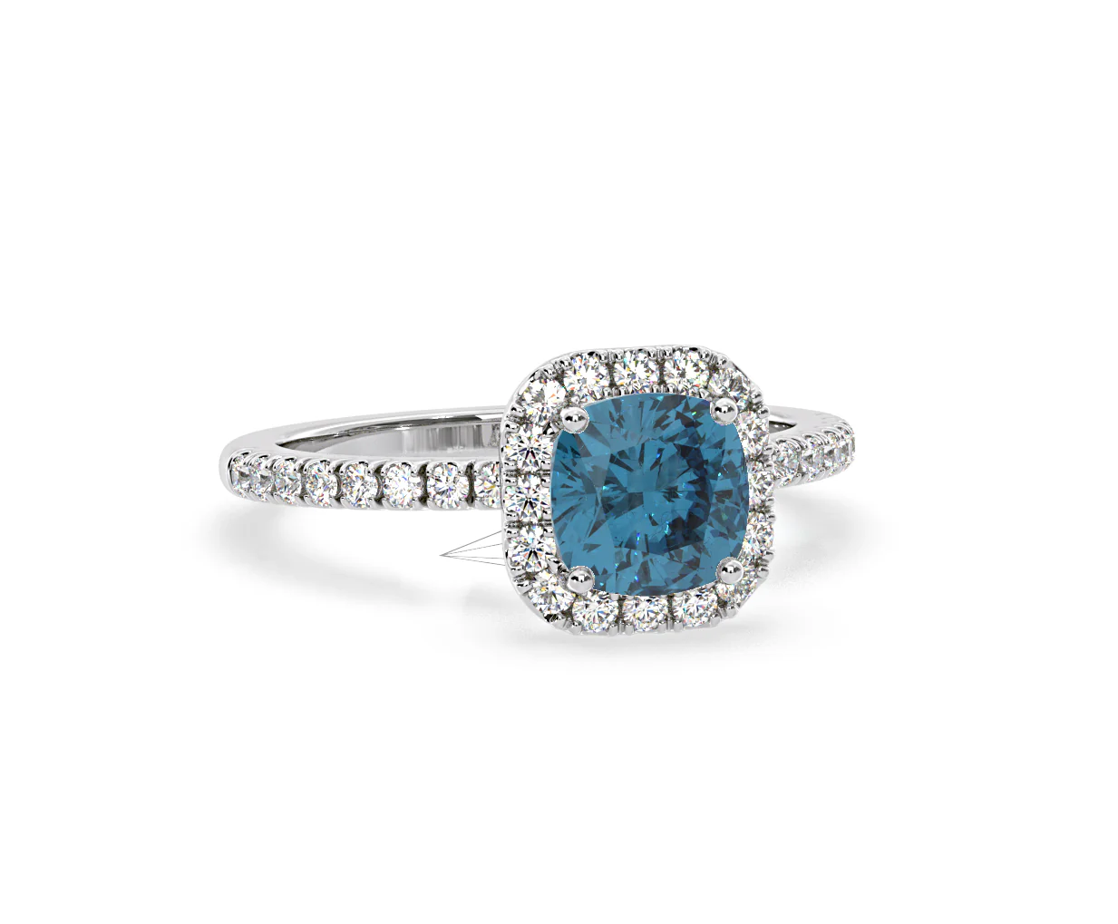 Beatrice Blue Lab Diamond 1.65ct Cushion Halo Ring in 18K White Gold- Elara Collection - Image 83