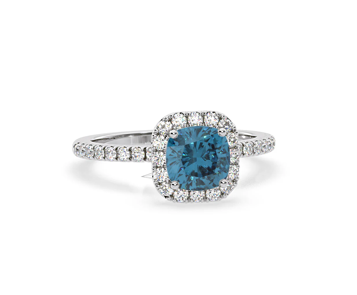 Beatrice Blue Lab Diamond 1.65ct Cushion Halo Ring in 18K White Gold- Elara Collection - Image 84