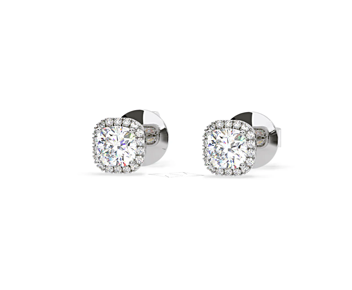 Beatrice Cushion Cut Lab Diamond Halo Earrings 1.30ct in 18K White Gold F/VS1 - Image 10