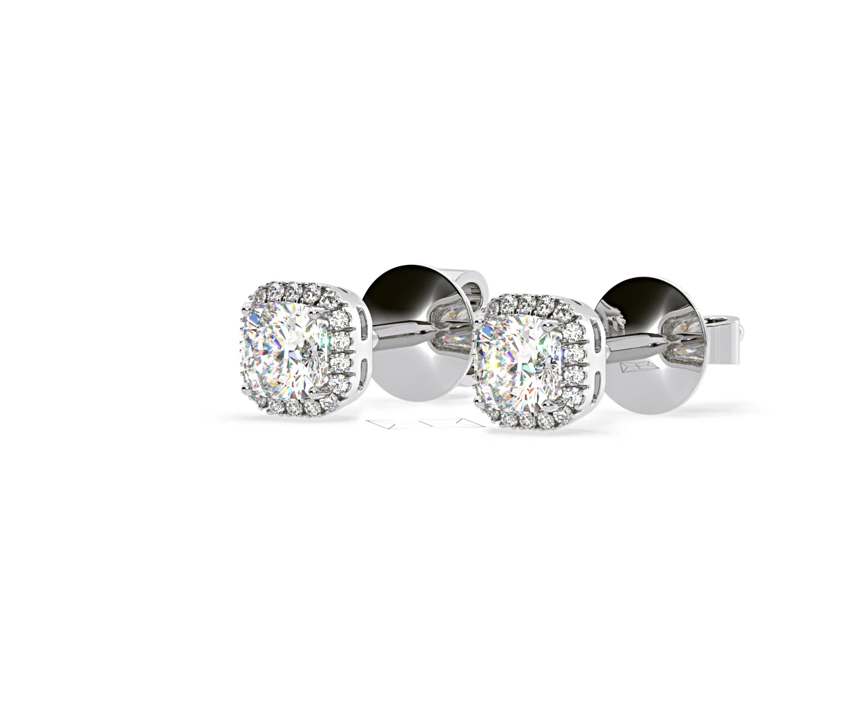 Beatrice Cushion Cut Lab Diamond Halo Earrings 1.30ct in 18K White Gold F/VS1 - Image 14