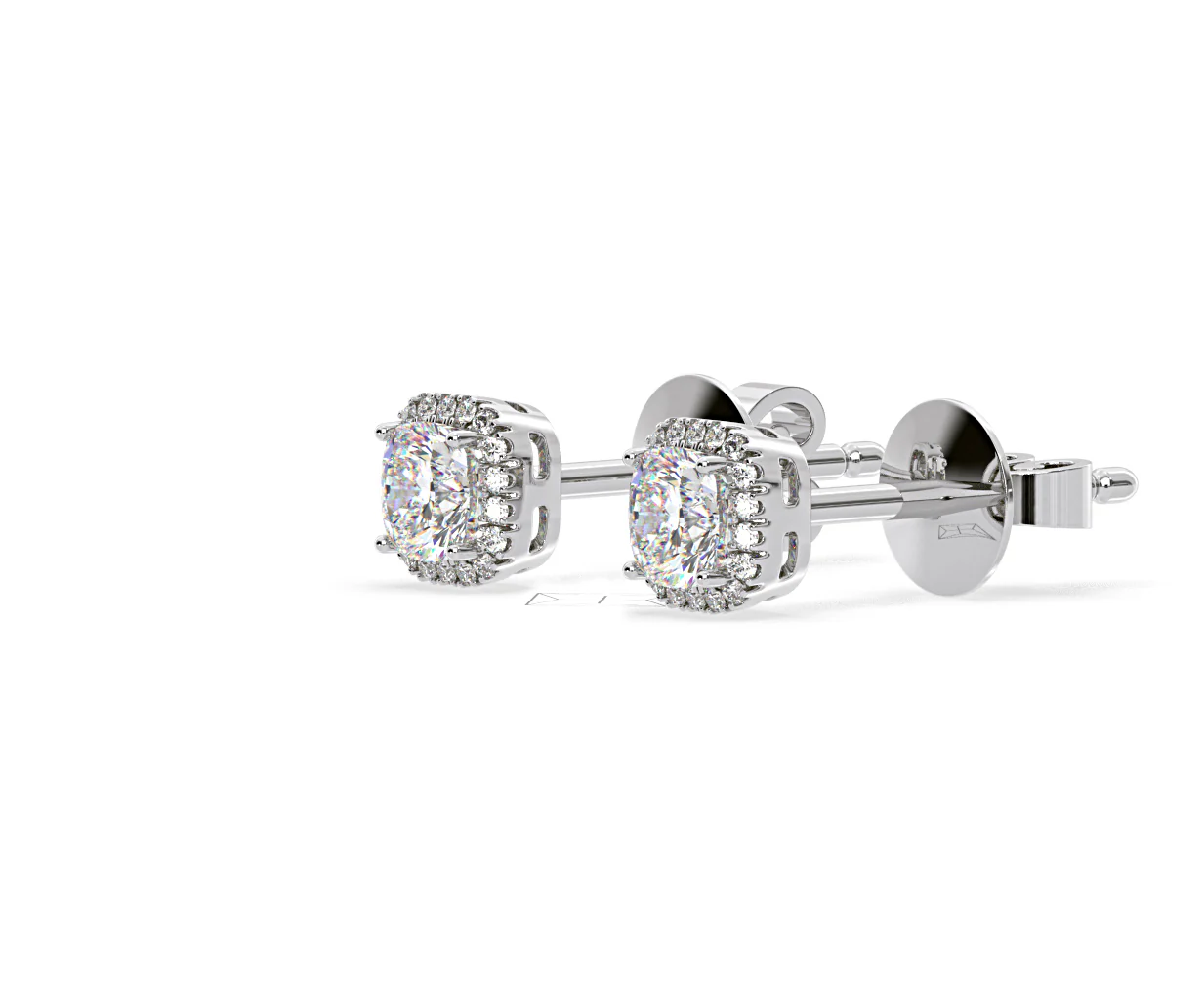 Beatrice Cushion Cut Lab Diamond Halo Earrings 1.30ct in 18K White Gold F/VS1 - Image 18