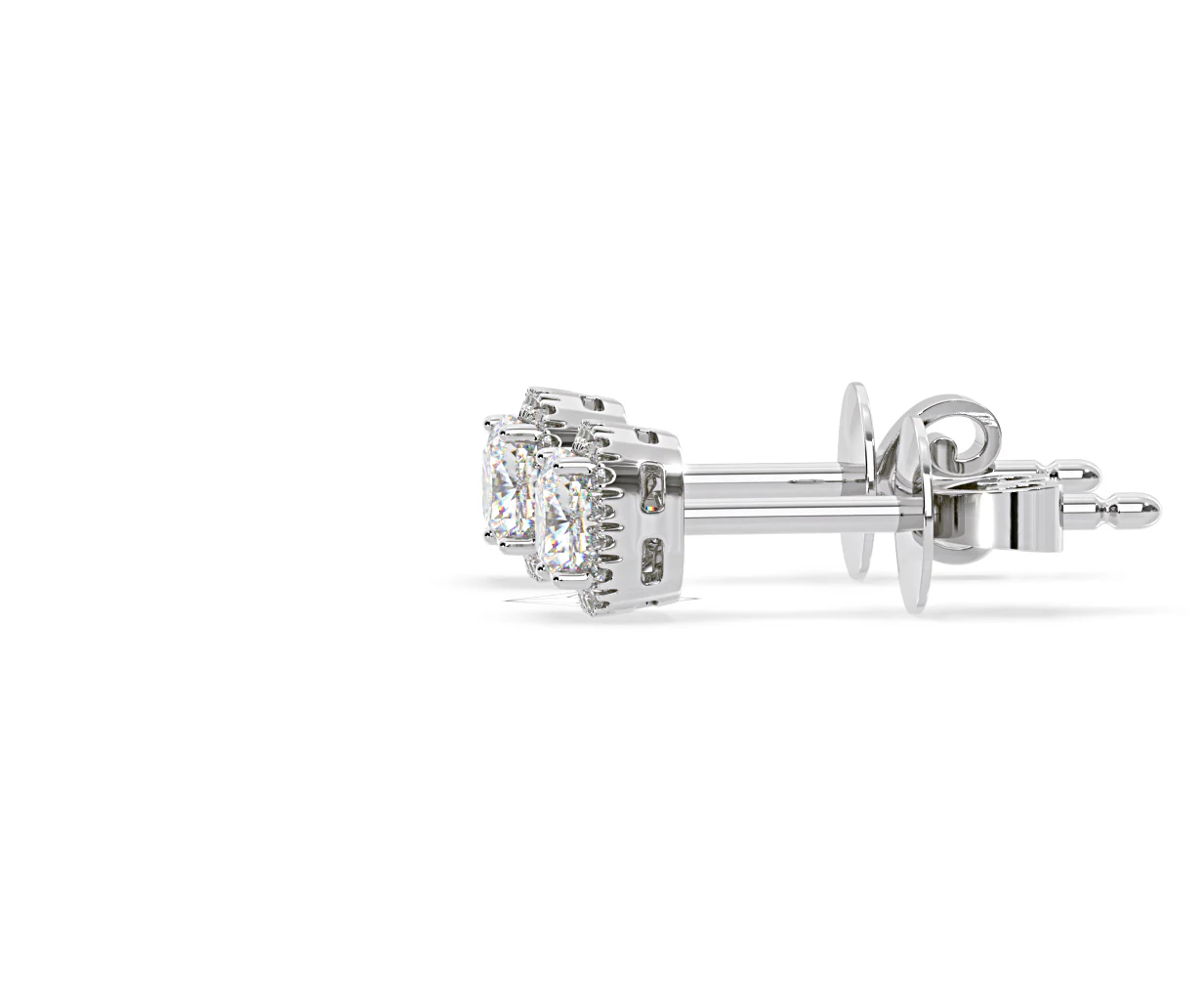 Beatrice Cushion Cut Lab Diamond Halo Earrings 1.30ct in 18K White Gold F/VS1 - Image 25