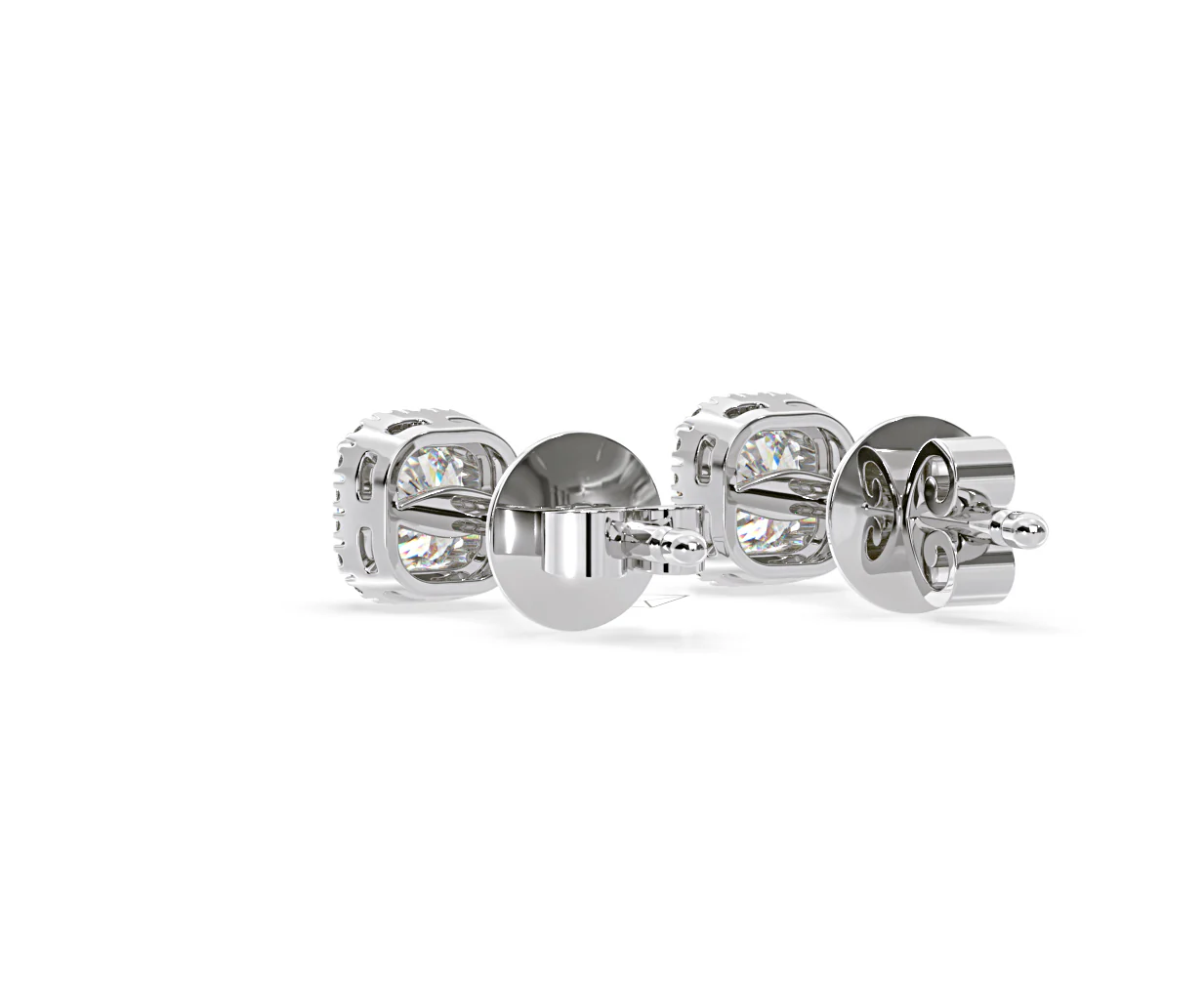 Beatrice Cushion Cut Lab Diamond Halo Earrings 1.30ct in 18K White Gold F/VS1 - Image 40