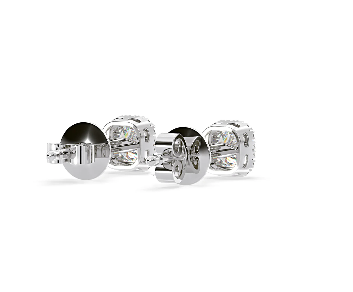 Beatrice Cushion Cut Lab Diamond Halo Earrings 1.30ct in 18K White Gold F/VS1 - Image 53