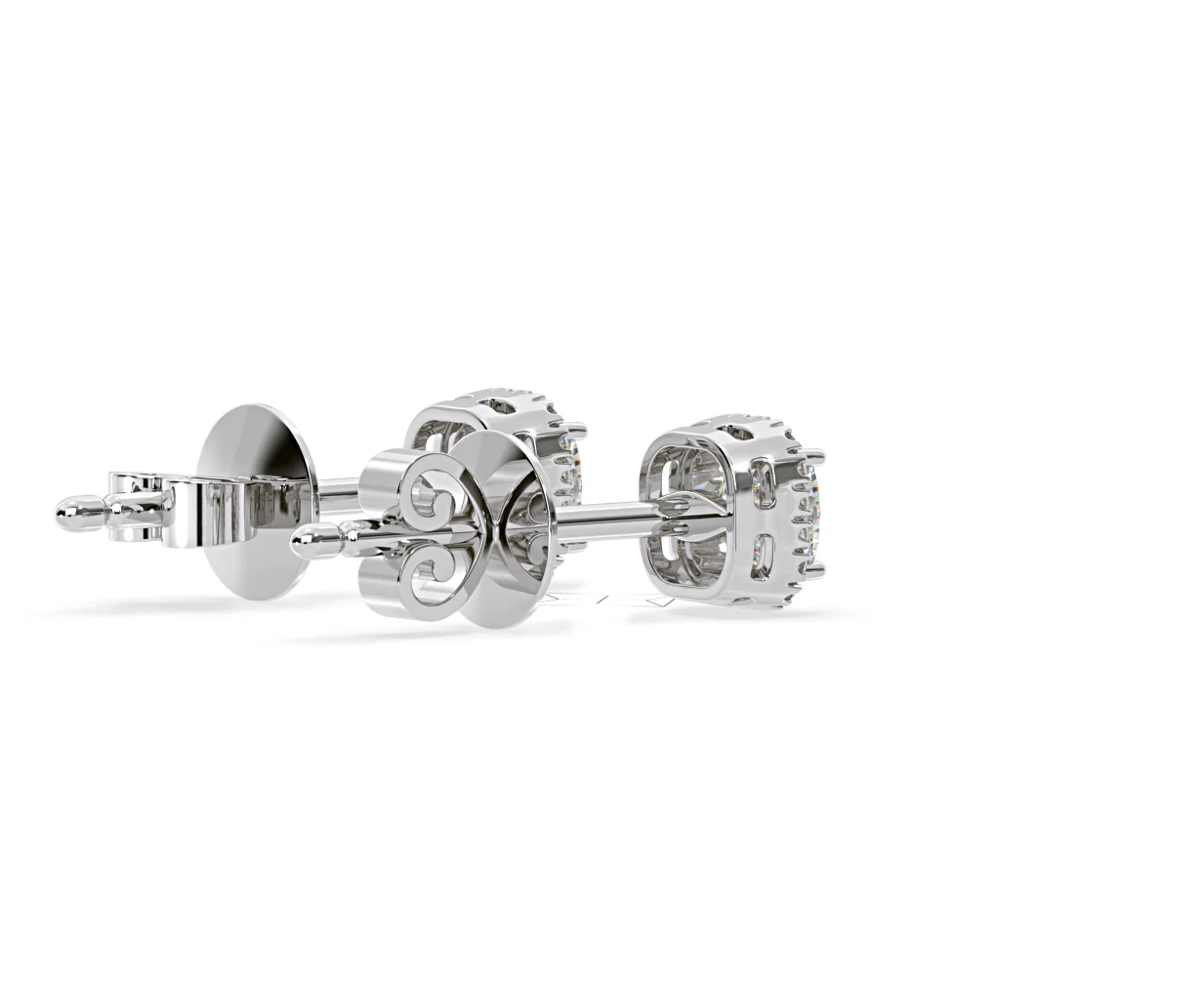 Beatrice Cushion Cut Lab Diamond Halo Earrings 1.30ct in 18K White Gold F/VS1 - Image 58