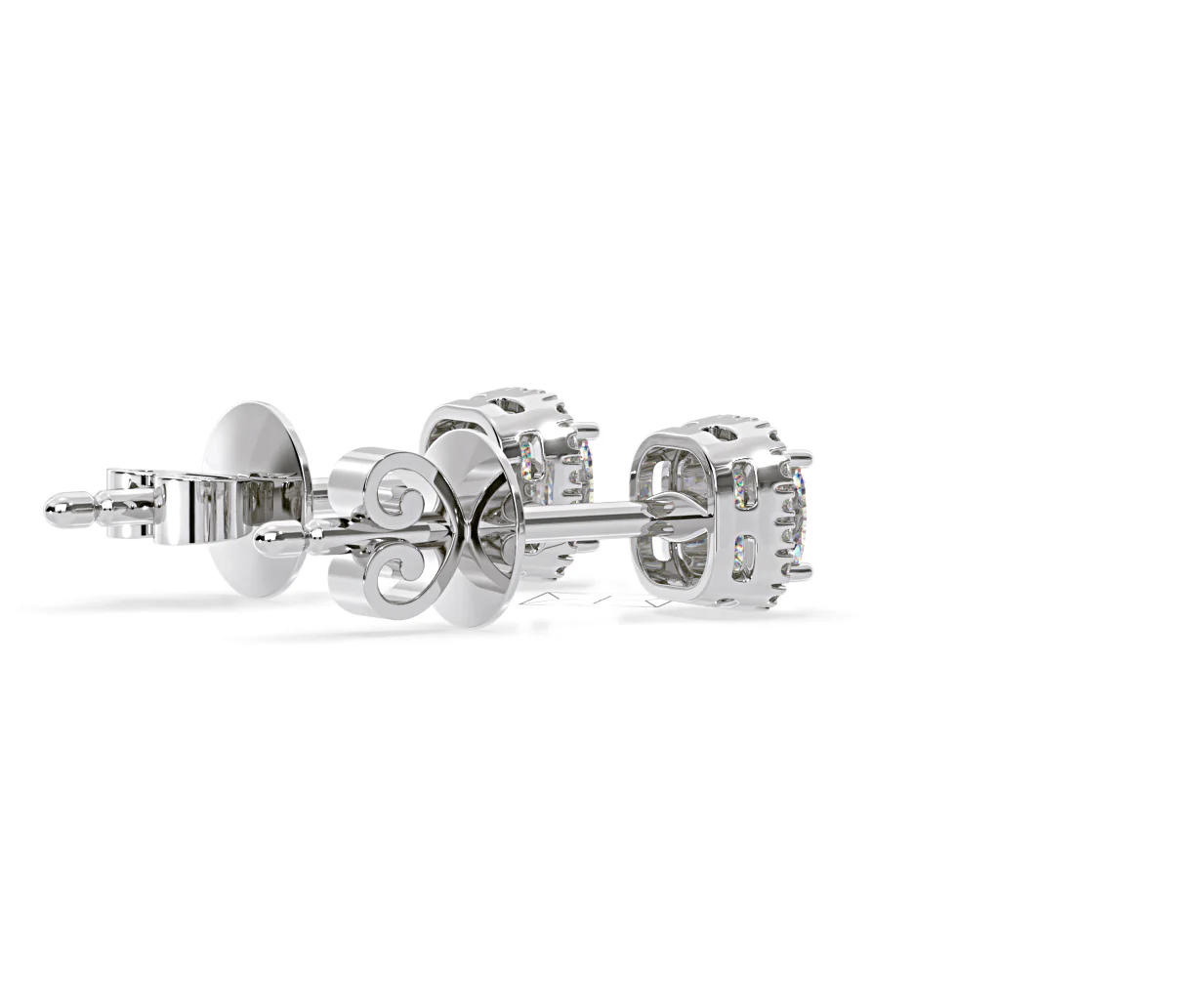 Beatrice Cushion Cut Lab Diamond Halo Earrings 1.30ct in 18K White Gold F/VS1 - Image 59