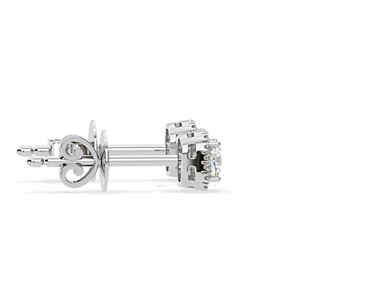Beatrice Cushion Cut Lab Diamond Halo Earrings 1.30ct in 18K White Gold F/VS1 - Image 65