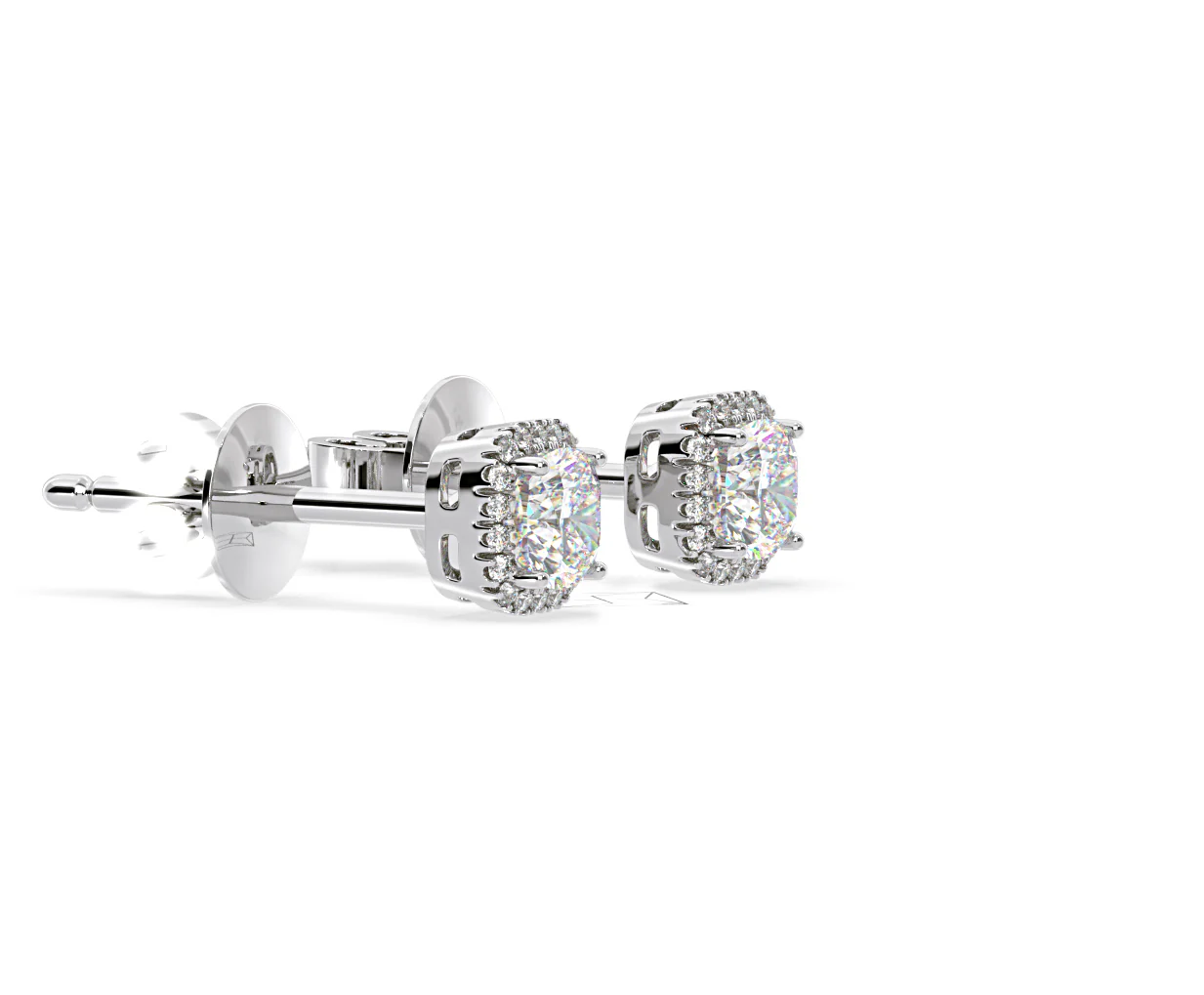 Beatrice Cushion Cut Lab Diamond Halo Earrings 1.30ct in 18K White Gold F/VS1 - Image 73
