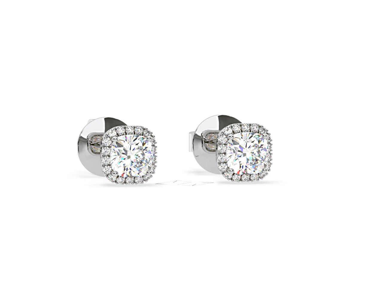 Beatrice Cushion Cut Lab Diamond Halo Earrings 1.30ct in 18K White Gold F/VS1 - Image 83
