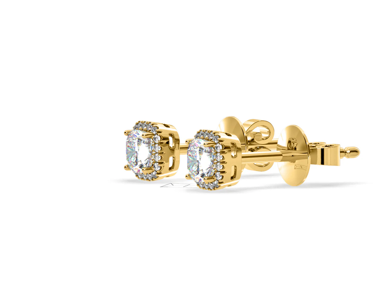 Beatrice Cushion Cut Lab Diamond Halo Earrings 1.30ct in 18K Yellow Gold F/VS1 - Image 20