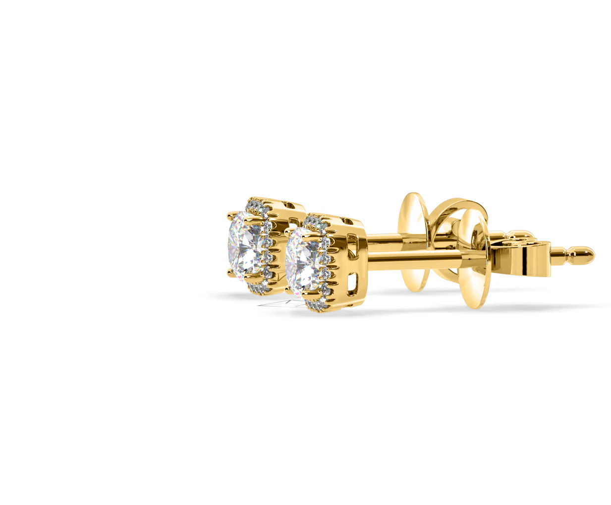 Beatrice Cushion Cut Lab Diamond Halo Earrings 1.30ct in 18K Yellow Gold F/VS1 - Image 23