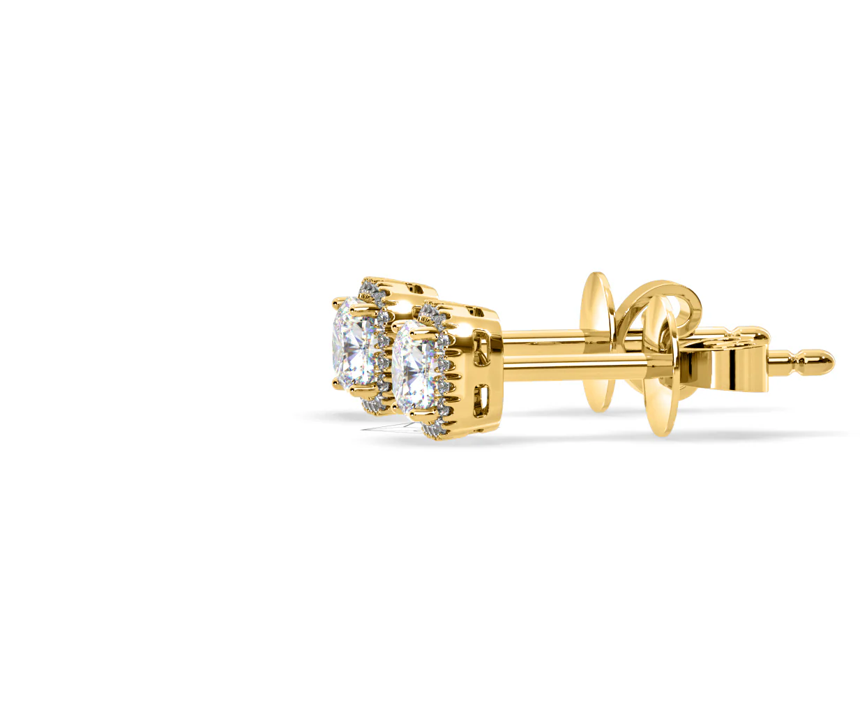 Beatrice Cushion Cut Lab Diamond Halo Earrings 1.30ct in 18K Yellow Gold F/VS1 - Image 24