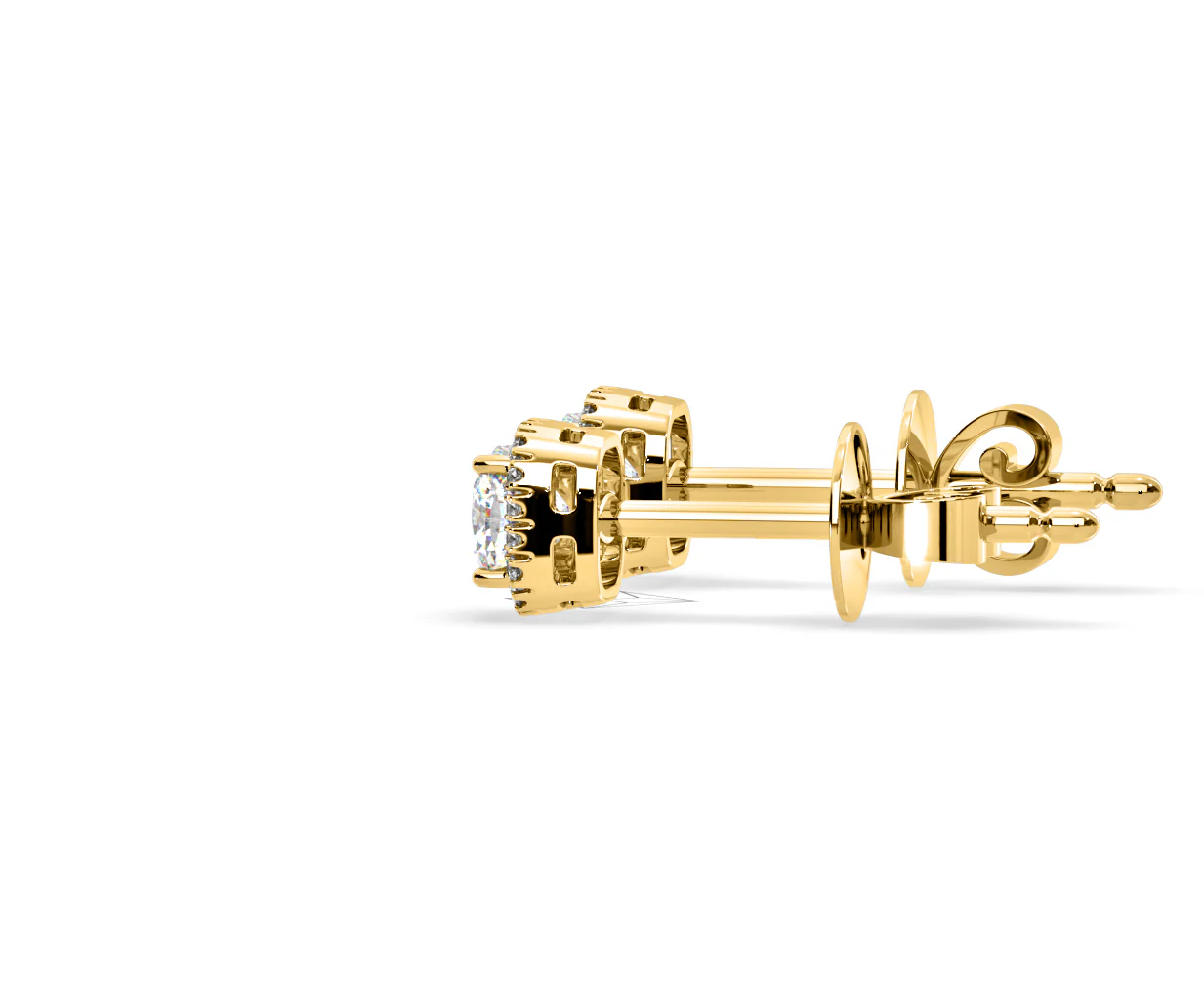 Beatrice Cushion Cut Lab Diamond Halo Earrings 1.30ct in 18K Yellow Gold F/VS1 - Image 29
