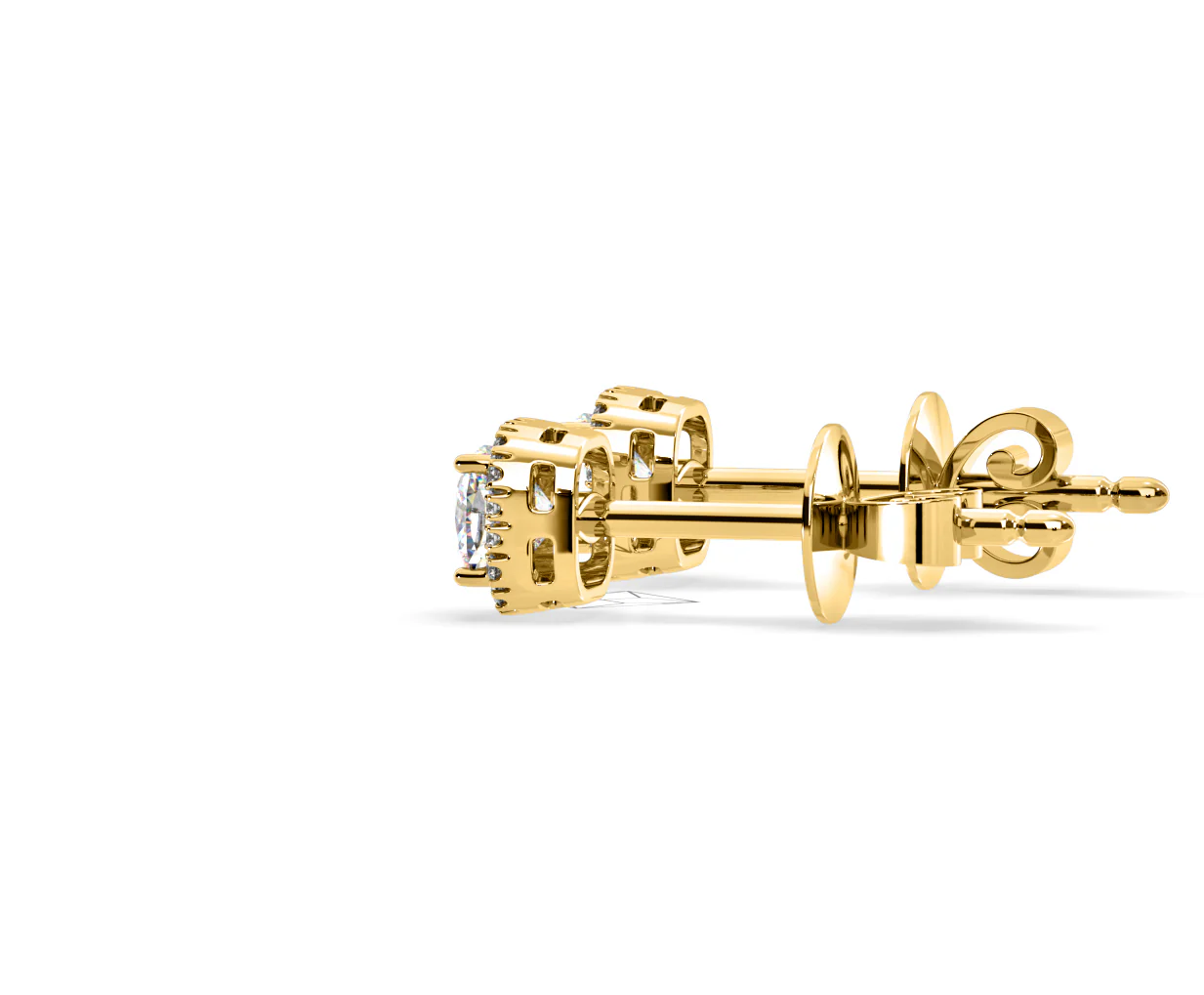 Beatrice Cushion Cut Lab Diamond Halo Earrings 1.30ct in 18K Yellow Gold F/VS1 - Image 30