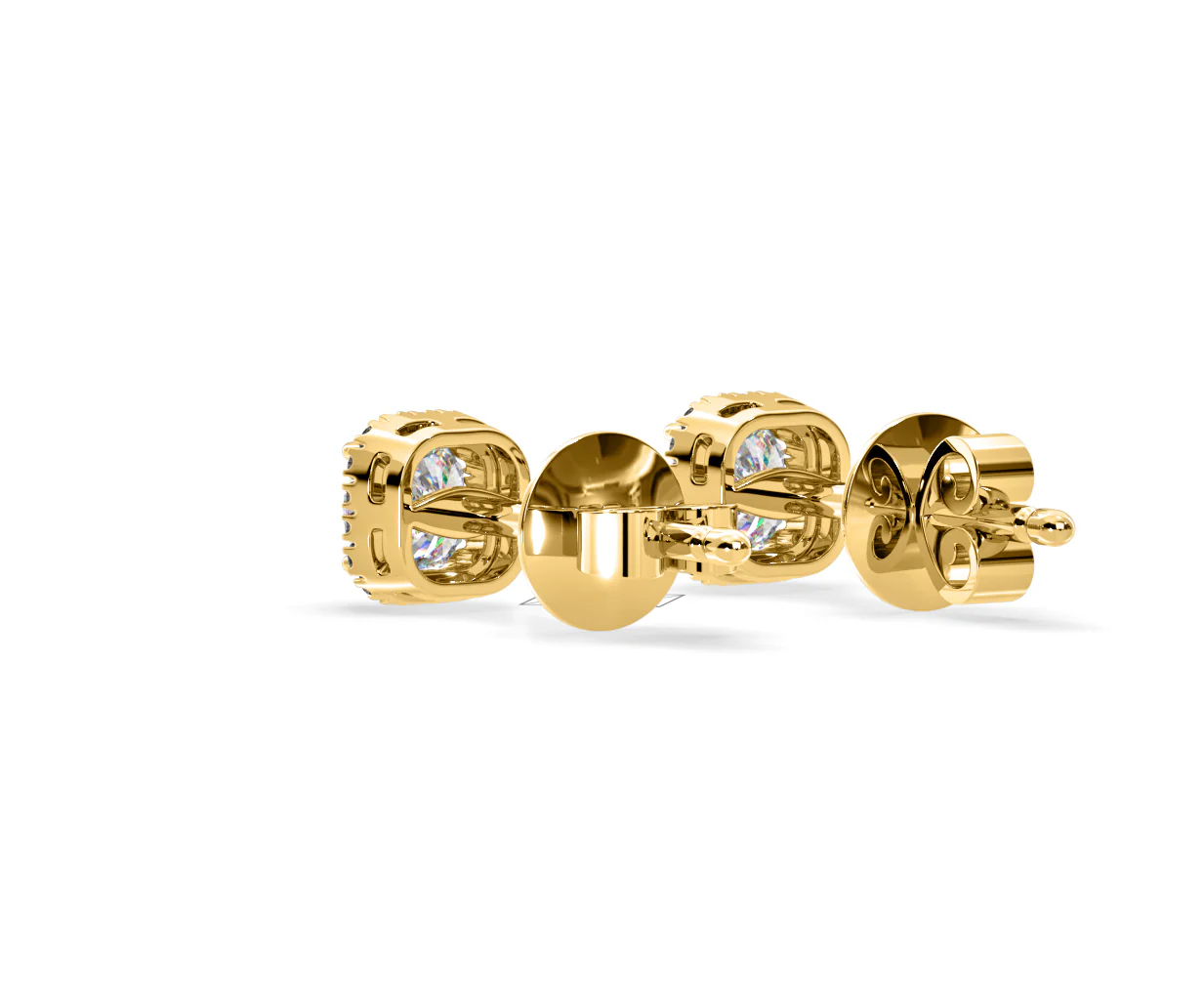 Beatrice Cushion Cut Lab Diamond Halo Earrings 1.30ct in 18K Yellow Gold F/VS1 - Image 39