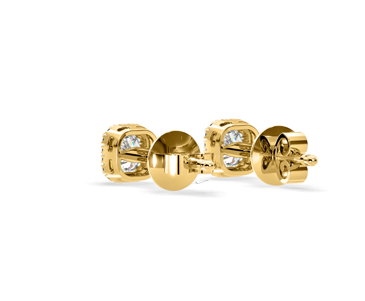 Beatrice Cushion Cut Lab Diamond Halo Earrings 1.30ct in 18K Yellow Gold F/VS1 - Image 40