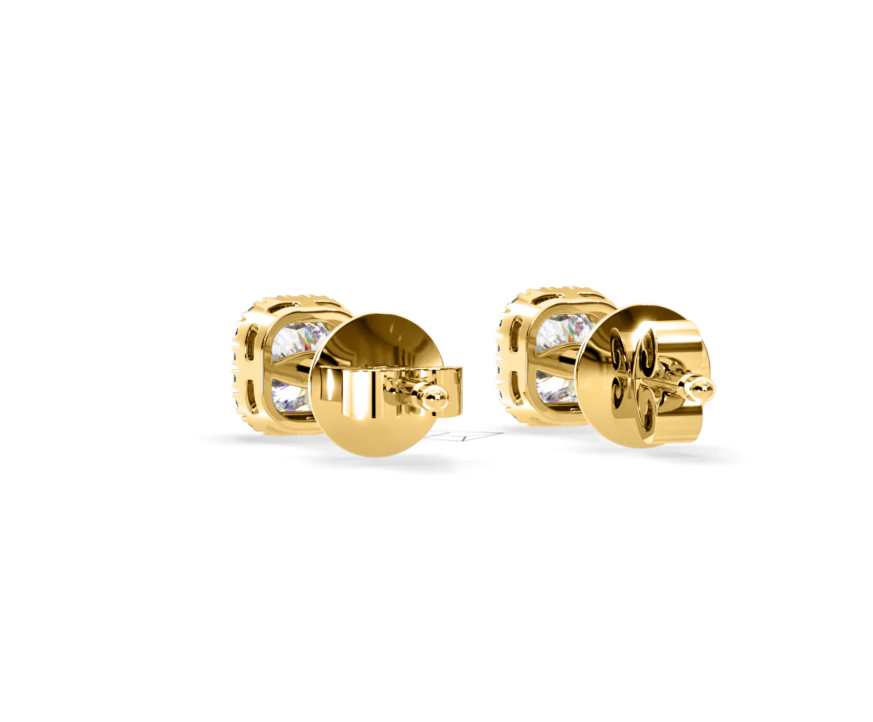 Beatrice Cushion Cut Lab Diamond Halo Earrings 1.30ct in 18K Yellow Gold F/VS1 - Image 42